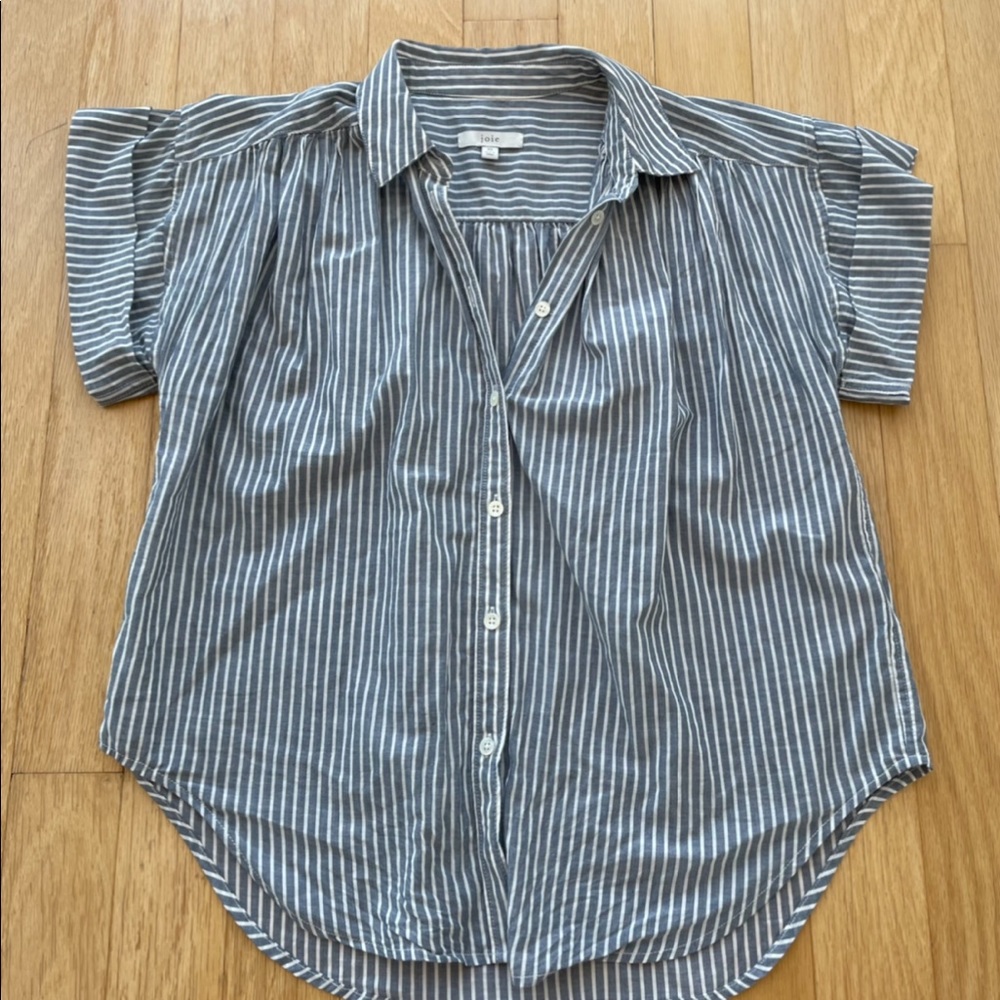 Joie Naro Striped Short Sleeve Button Down Shirt Top Blouse XS - Picture 2 of 3